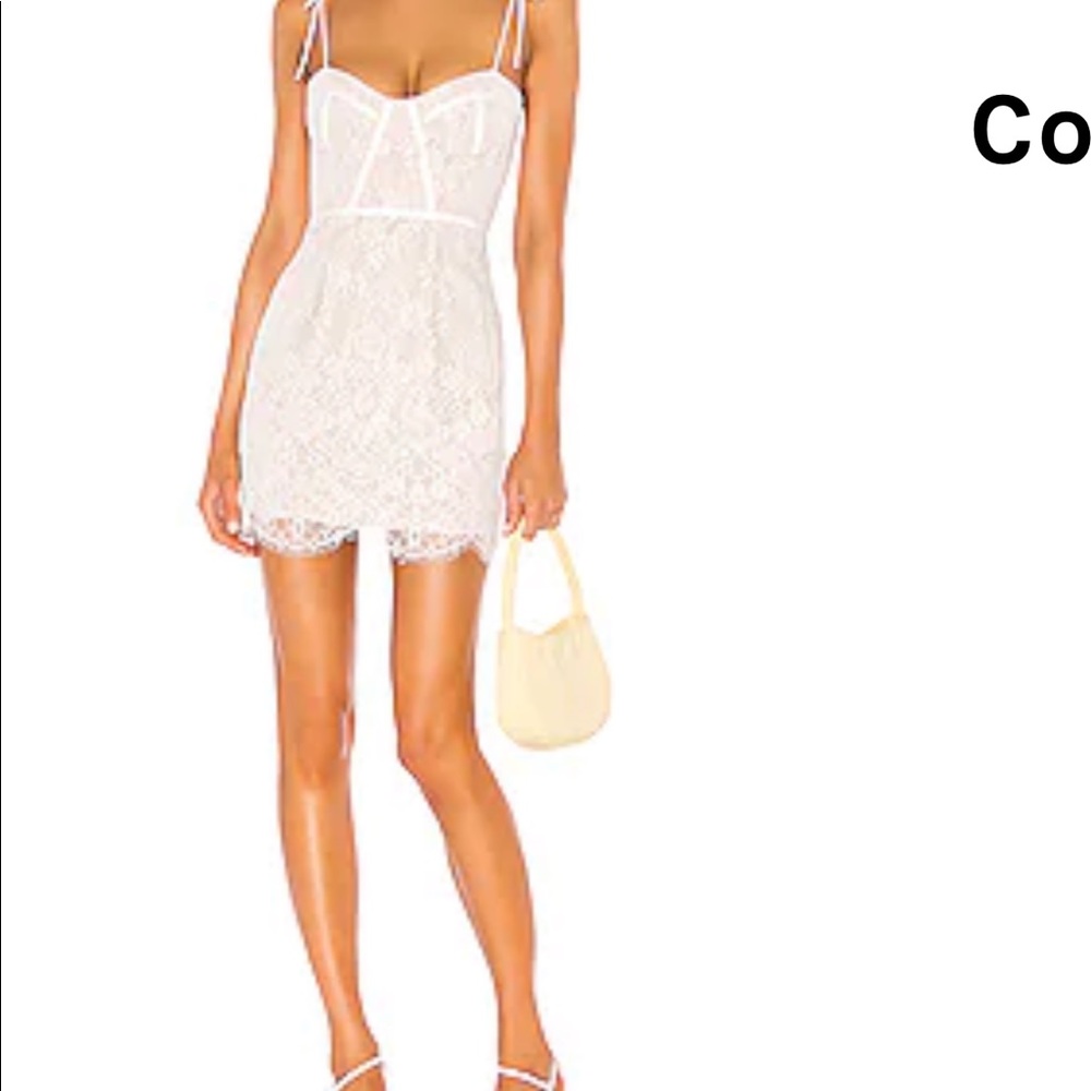 Revolve super down lace white mini dress